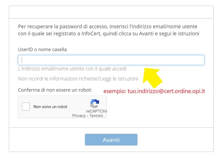 Recupero nome utente/password PEC LegalMail